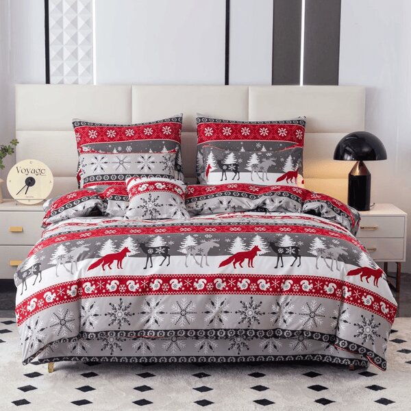 Flanelowa pościel z mikrofibry SNOWY FOREST szara Rozmiar pościeli: 2 szt 70 x 90 cm | 200 x 220 cm