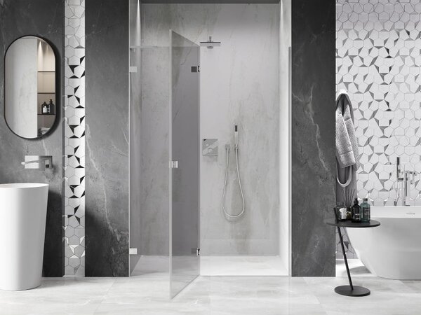 Mexen Lunar L drzwi prysznicowe uchylne lewe 135 cm, transparent, chrom - 834L-135-000-01-00-L
