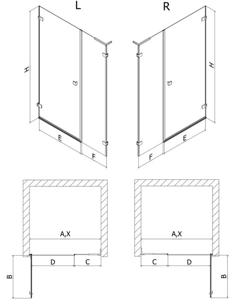 Mexen Lunar-B L drzwi prysznicowe uchylne prawe 110 cm, transparent, gun gray szczotkowany - 832SL-110-050-66-00-P