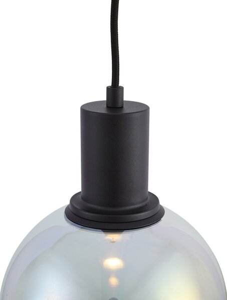 Designerska lampa wisząca czarna ze szkłem tęczowym 20 cm - Mallon