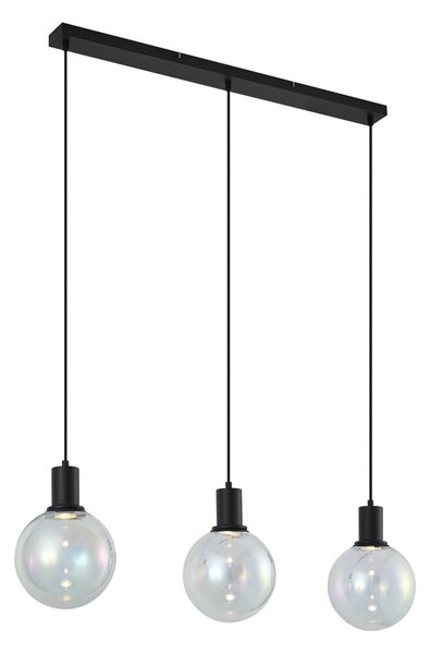 Designerska lampa wisząca czarna z tęczowym szkłem prostokątna 3-źródła światła - Mallon