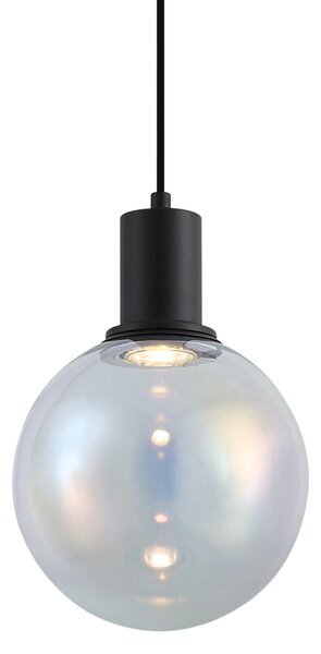 Designerska lampa wisząca czarna ze szkłem tęczowym 20 cm - Mallon