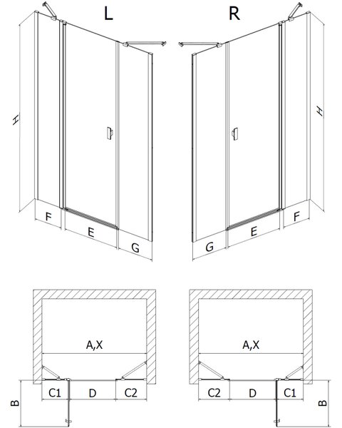 Mexen Mist drzwi prysznicowe uchylne 130 cm, transparent, chrom - 8A4-130-001-01-00