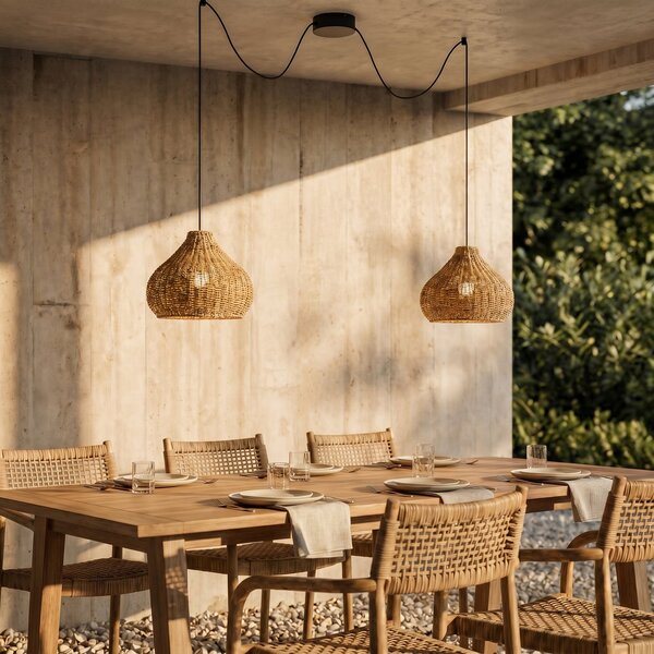 Zewnętrzna Lampa Lucande, Taniola, ściemnialny, drewniany, taras, drewno, dworkowy | rustykalny