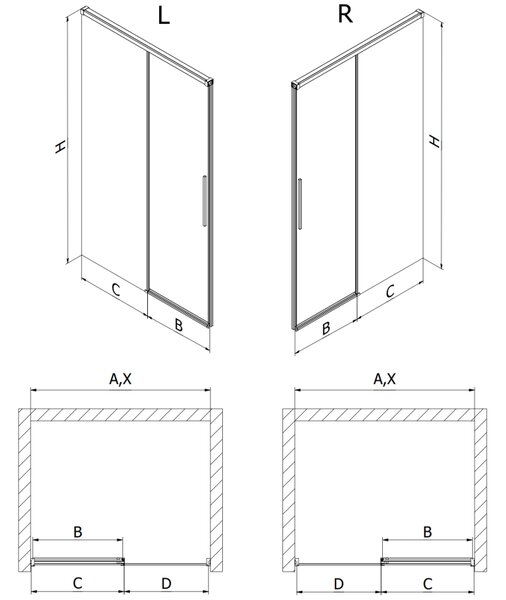 Mexen Rox drzwi prysznicowe rozsuwane 105 cm, transparent, czarne - 8C2-105-000-70-00