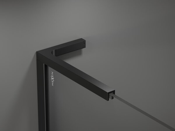 Mexen Kioto-R L ścianka prysznicowa zaokrąglona Walk-in 90 x 200 cm, transparent, czarna - 800-090-103-70-06