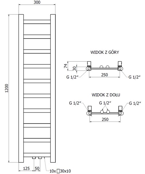 Mexen Bolt grzejnik łazienkowy 1200 x 300 mm, 240 W, biały - W126-1200-300-00-20