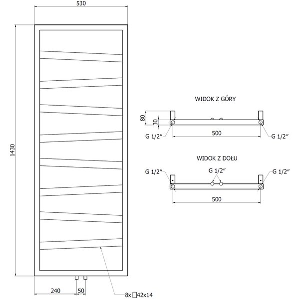 Mexen Zoom grzejnik łazienkowy dekoracyjny 1430 x 530 mm, 477 W, biały - W130-1430-530-00-20