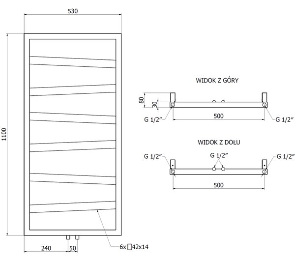 Mexen Zoom grzejnik łazienkowy dekoracyjny 1100 x 530 mm, 376 W, czarny - W130-1100-530-00-70