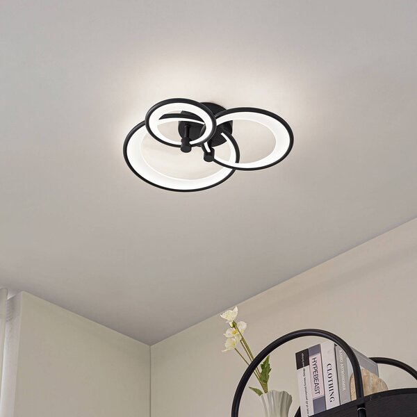 Lampa sufitowa LED Sorma Lindby, możliwość ściemniania, czarny, salon / jadalnia, metal, nowoczesny