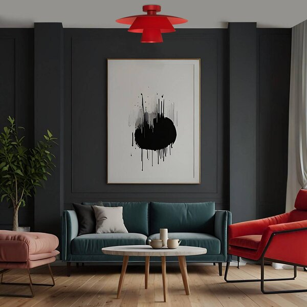 Lampa sufitowa Plato Luminex, możliwość ściemniania, czerwony, salon / jadalnia, metal, nowoczesny