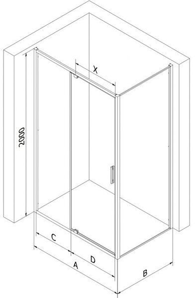 Mexen Exo kabina prysznicowa uchylna 90 x 90 cm, transparent, czarna - 819-090-090-70-00