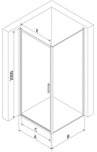Mexen Exo kabina prysznicowa uchylna 100 x 90 cm, transparent, czarna - 817-100-090-70-00