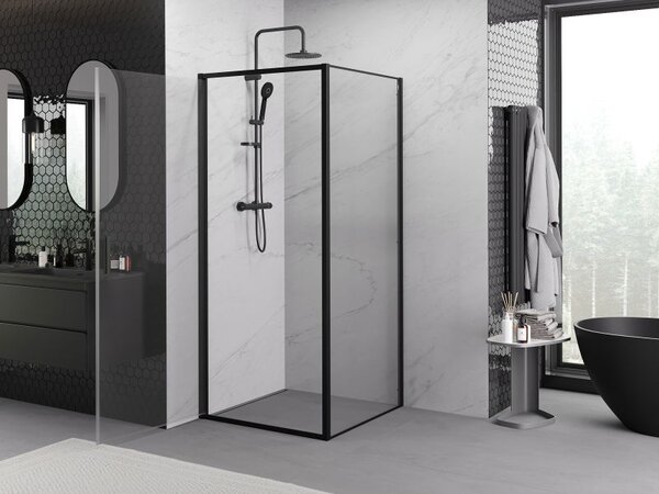 Mexen Exo kabina prysznicowa uchylna 70 x 70 cm, transparent, czarna - 817-070-070-70-00
