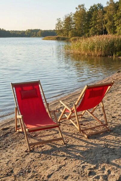 Czerwony składany leżak plażowy R3-K54