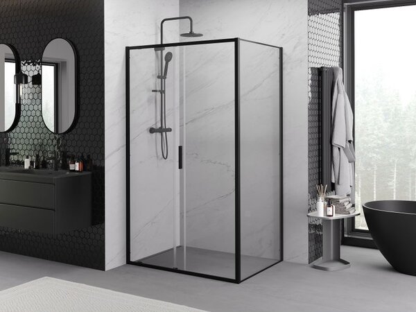 Mexen Exo kabina prysznicowa rozsuwana 90 x 75 cm, transparent, czarna - 8151-090-075-70-00