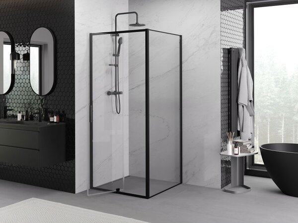 Mexen Exo kabina prysznicowa uchylna 90 x 90 cm, transparent, czarna - 819-090-090-70-00
