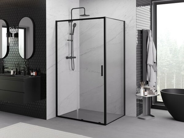 Mexen Exo kabina prysznicowa rozsuwana 90 x 75 cm, transparent, czarna - 8151-090-075-70-00