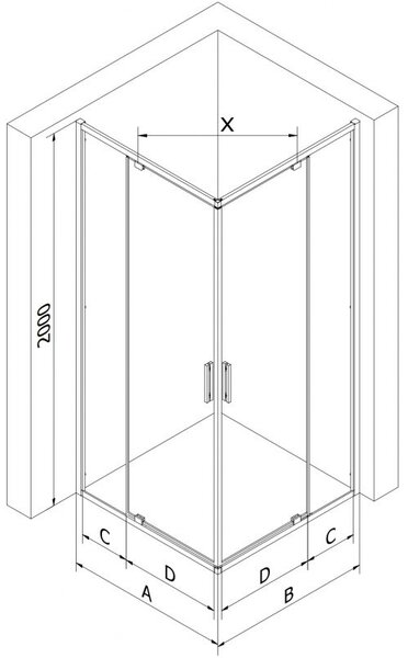 Mexen Exo kabina prysznicowa kwadratowa uchylna 70 x 70 cm, transparent, czarna - 8110-070-070-70-00
