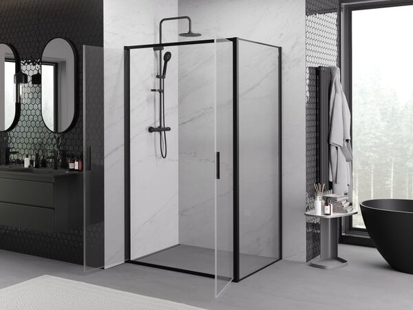 Mexen Exo kabina prysznicowa uchylna 100 x 80 cm, transparent, czarna - 814-100-080-70-00