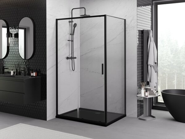 Mexen Exo kabina prysznicowa rozsuwana 90 x 75 cm, transparent, czarna - 8151-090-075-70-00