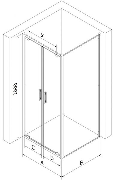 Mexen Exo kabina prysznicowa uchylna 70 x 70 cm, transparent, czarna - 8182-070-070-70-00
