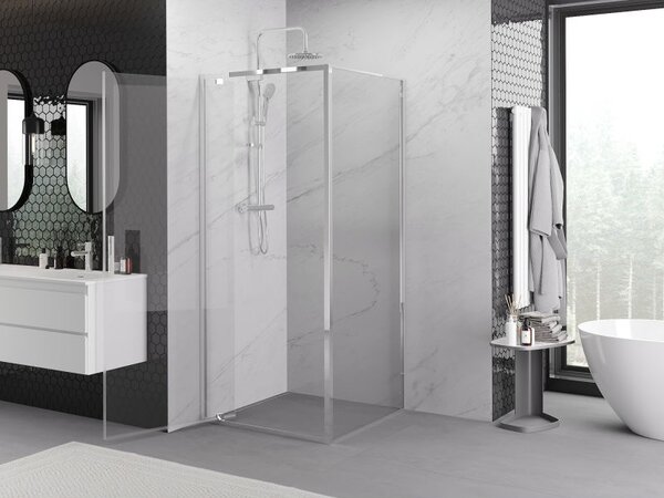 Mexen Exo kabina prysznicowa uchylna 75 x 75 cm, transparent, chrom - 8181-075-075-01-00
