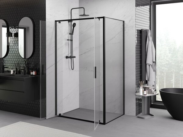 Mexen Exo kabina prysznicowa uchylna 80 x 100 cm, transparent, czarna - 8182-080-100-70-00