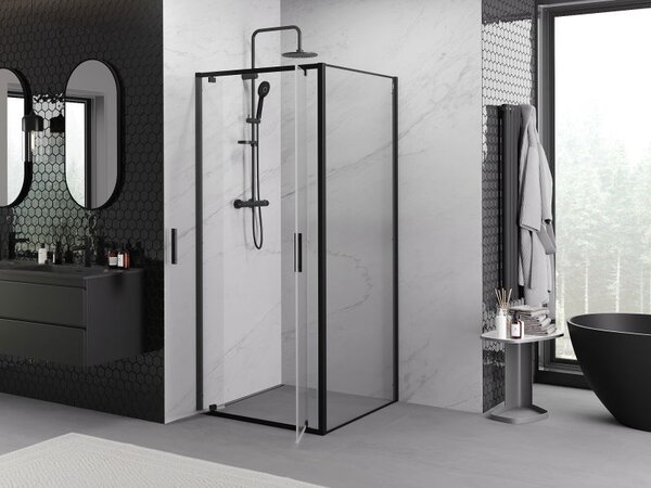 Mexen Exo kabina prysznicowa uchylna 70 x 70 cm, transparent, czarna - 8182-070-070-70-00