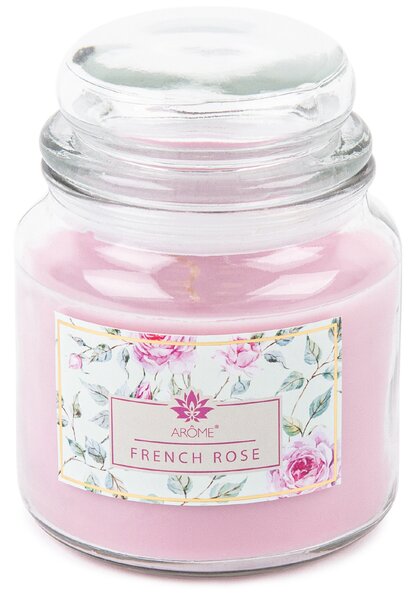 Arome Duża świeczka zapachowa w szkle French Rose, 424 g