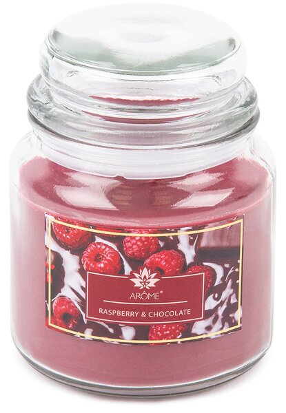 Arome Duża świeczka zapachowa w szkle Raspberry and Chocolate, 424 g