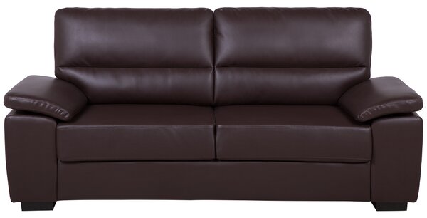 Klasyczna sofa trzyosobowa kanapa tapicerowana ekoskóra brązowa Vogar Beliani