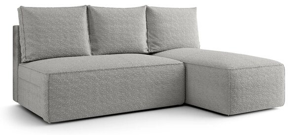 Jasnoszara sofa narożna z funkcją spania i pojemnikiem P6-P92