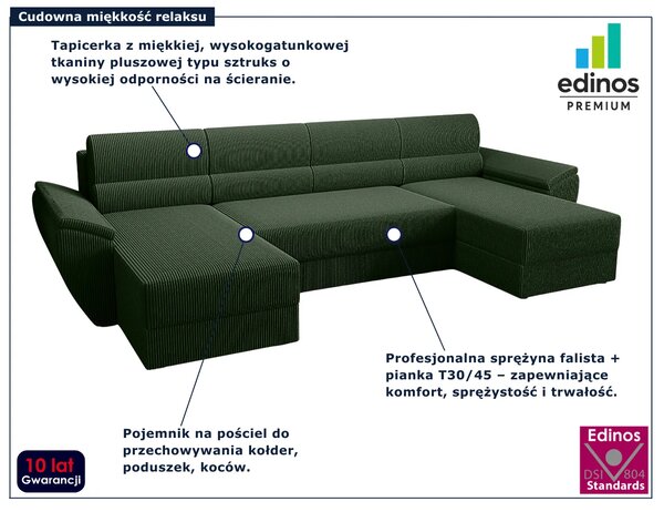 Zielony narożnik w kształcie U z pojemnikiem F6-W89