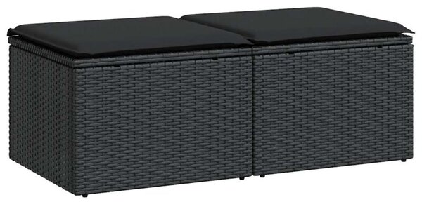 Zestaw Mebli Ogrodowych Komplet Jadalniany Z Poduszkami 2-Częściowy Czarny Rattan Na Taras Balkon Ogród