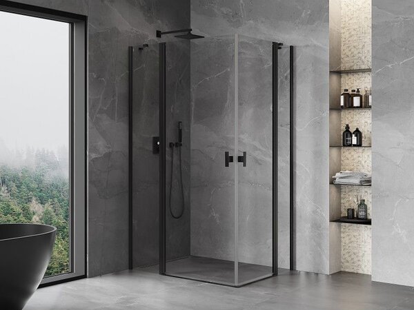 Mexen Mist Duo kabina prysznicowa uchylna 90 x 70 cm, transparent, czarna - 8A4-090-070-70-00