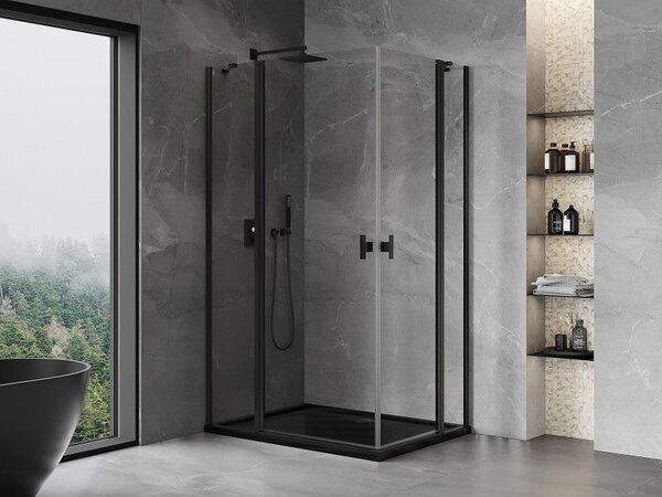 Mexen Mist Duo kabina prysznicowa uchylna 90 x 70 cm, transparent, czarna - 8A4-090-070-70-00