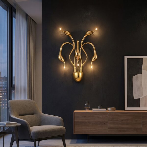 LAMPA ŚCIENNA KINKIET NOWOCZESNY ZŁOTY MAGICA W5