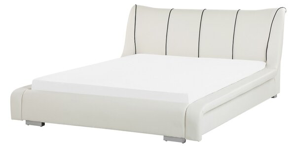 Nowoczesne łóżko wodne skórzane 160 x 200 cm wysoki zagłówek białe Nantes Beliani