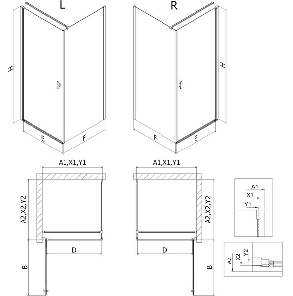 Mexen Mist-B kabina prysznicowa uchylna prawa 70 x 100 cm, czarna ramka, czarna - 8A2T-070-100-70-70-P