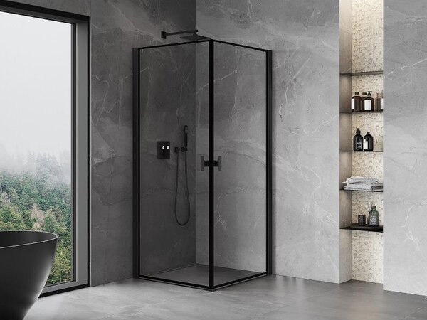 Mexen Mist-B Duo kabina prysznicowa uchylna 80 x 80 cm, czarna ramka, czarna - 8A2-080L-080P-70-70