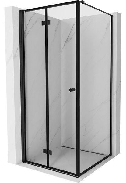 Mexen Mist-F kabina prysznicowa składana lewa 90 x 90 cm, czarna ramka, czarna - 8A6T-090-090-70-70-L