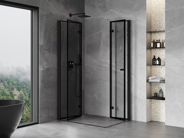 Mexen Mist-F Duo kabina prysznicowa składana lewa 110 x 90 cm, czarna ramka, czarna - 8A6-110L-090P-70-70