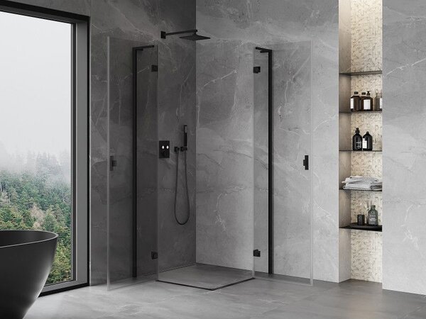 Mexen Mist-H L Duo kabina prysznicowa uchylna 90 x 90 cm, transparent, czarna - 8A5L-090L-090P-70-00