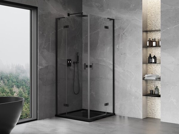 Mexen Mist-H L Duo kabina prysznicowa uchylna 90 x 90 cm, transparent, czarna - 8A5L-090L-090P-70-00