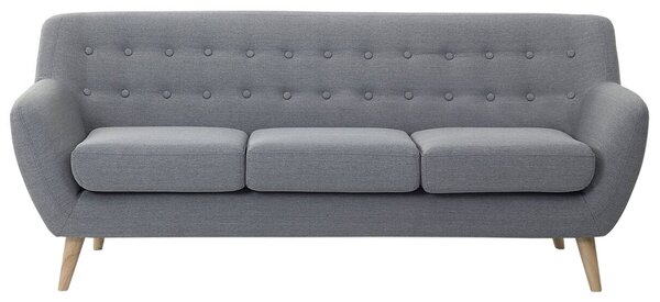Sofa trzyosobowa do salonu w stylu retro pikowana z guzikami szara Motala Beliani