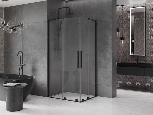 Mexen Velar L Duo kabina prysznicowa rozsuwana 100 x 90 cm, transparent, czarna - 871-100-090-02-03-70