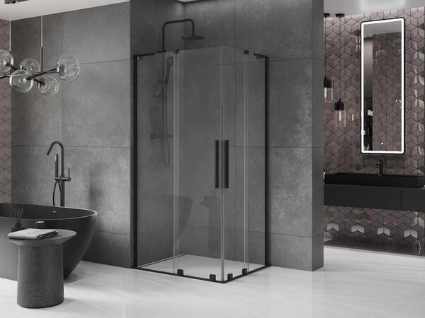 Mexen Velar L Duo kabina prysznicowa rozsuwana 90 x 80 cm, transparent, czarna - 871-090-080-02-03-70
