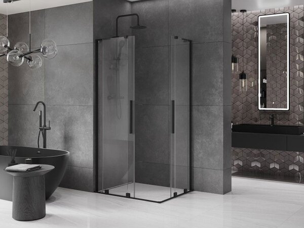 Mexen Velar L Duo kabina prysznicowa rozsuwana 90 x 80 cm, transparent, czarna - 871-090-080-02-03-70