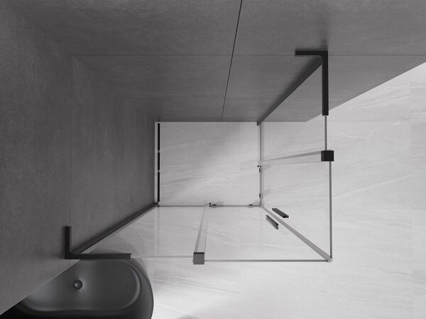Mexen Velar L Duo kabina prysznicowa rozsuwana 90 x 80 cm, transparent, czarna - 871-090-080-02-03-70